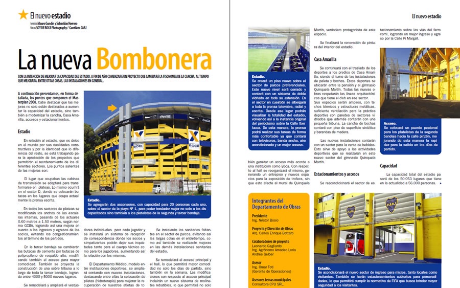 Recorte de Revista Soy de BOCA: La nueva Bombonera